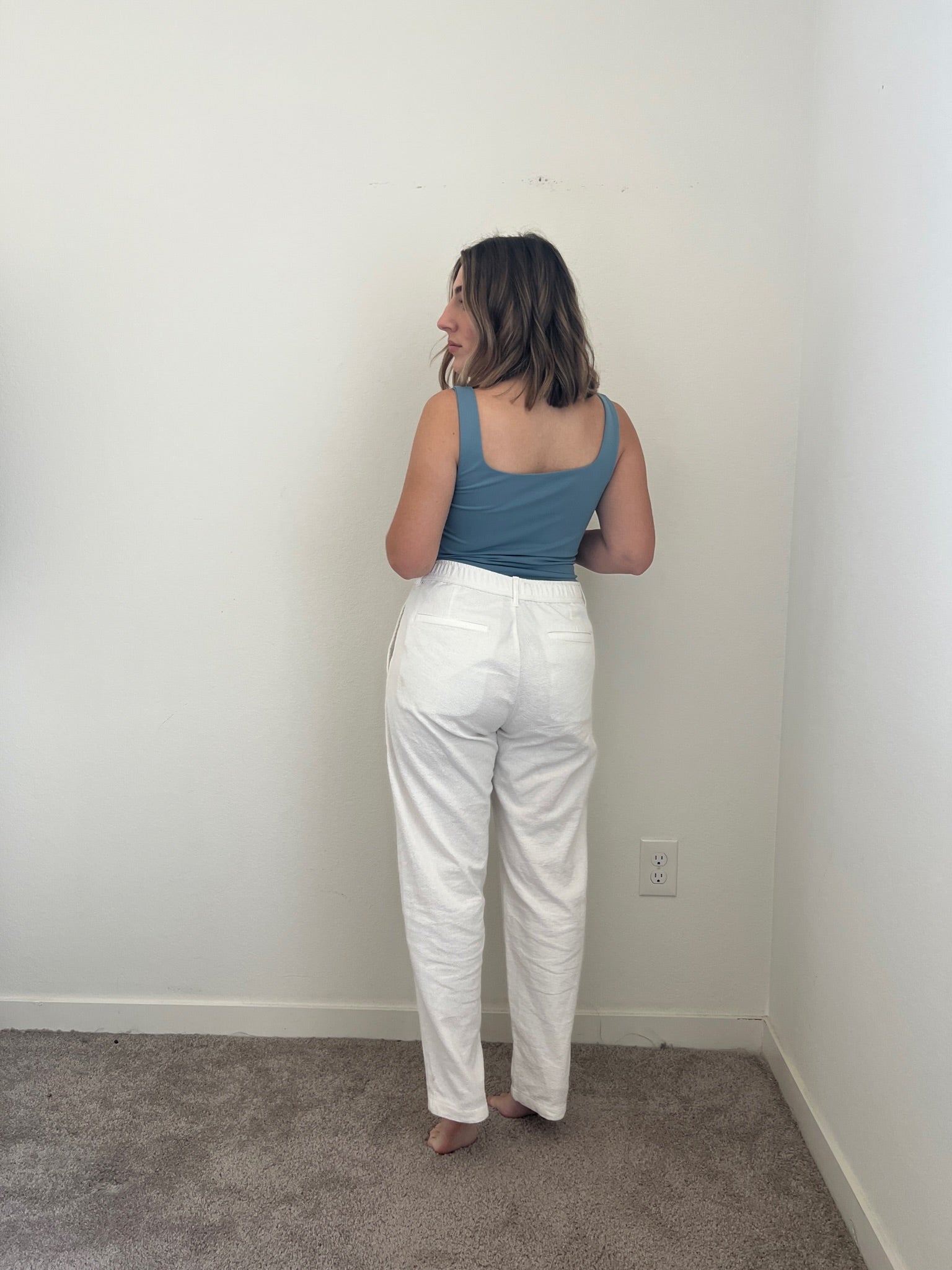 White Zara Textured Pant (M)