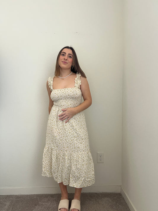 Smocked Floral Midi Dress (S)