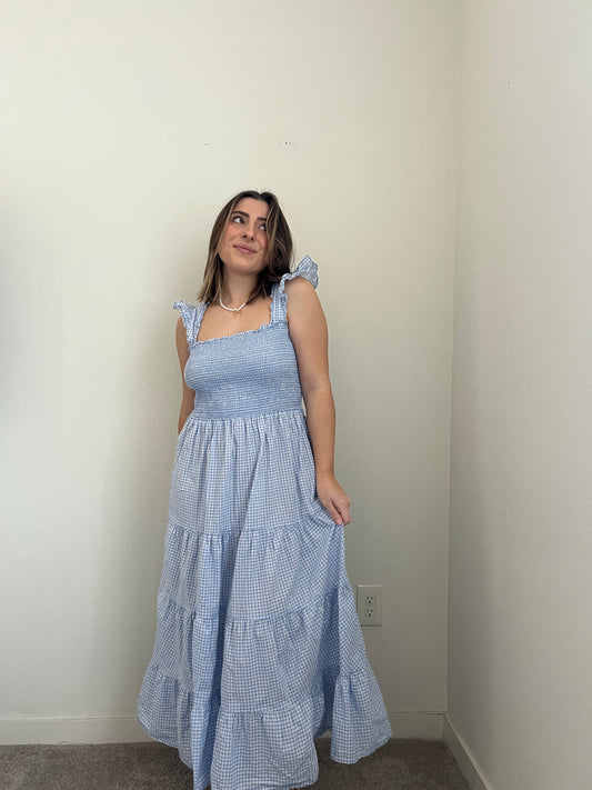 Blue Gingham Midi (S)