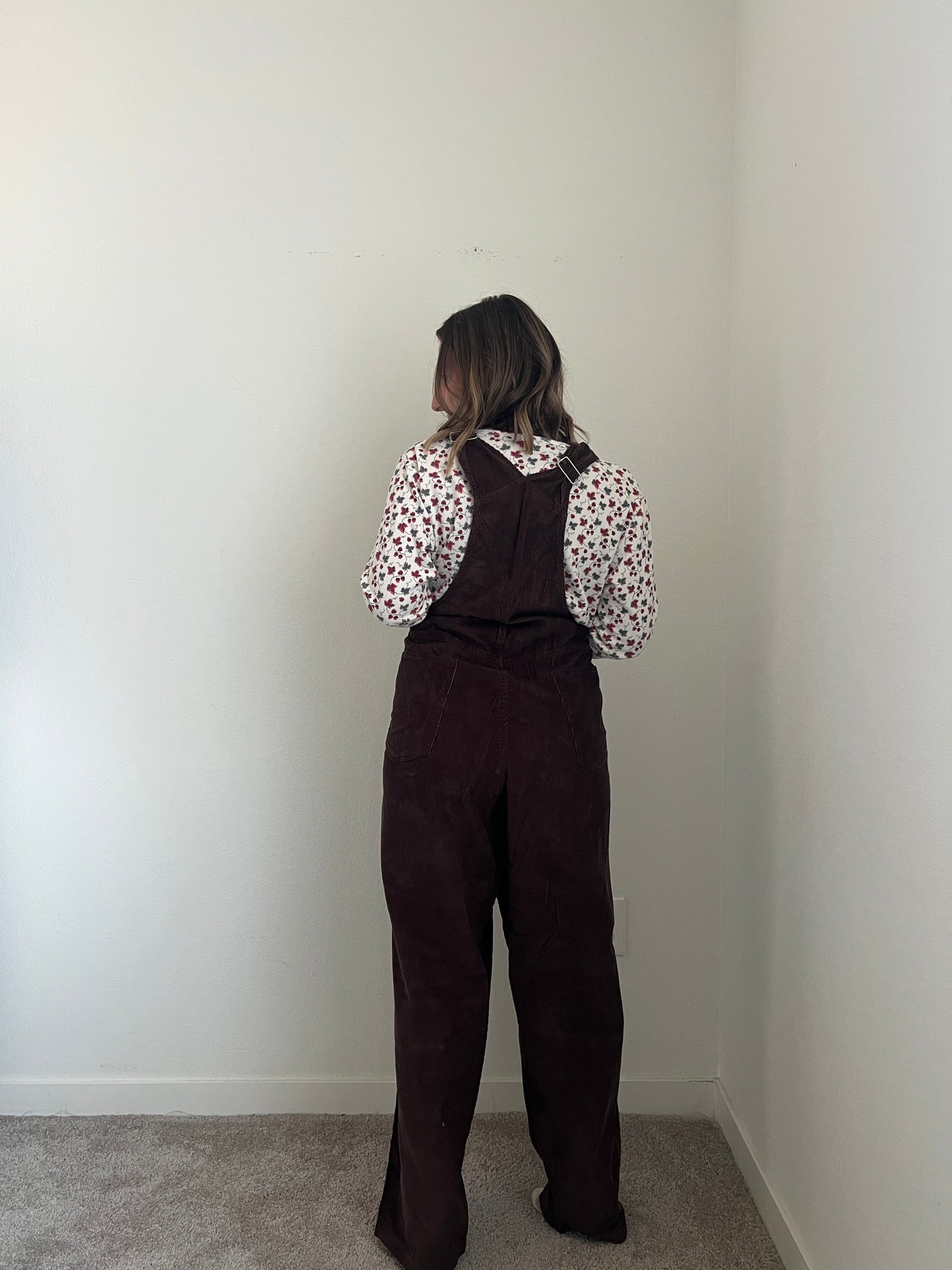 Brown Micro-Cord Overalls (22W)