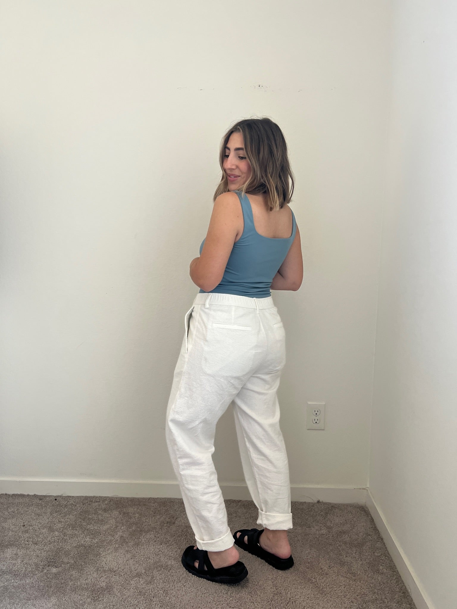 White Zara Textured Pant (M)