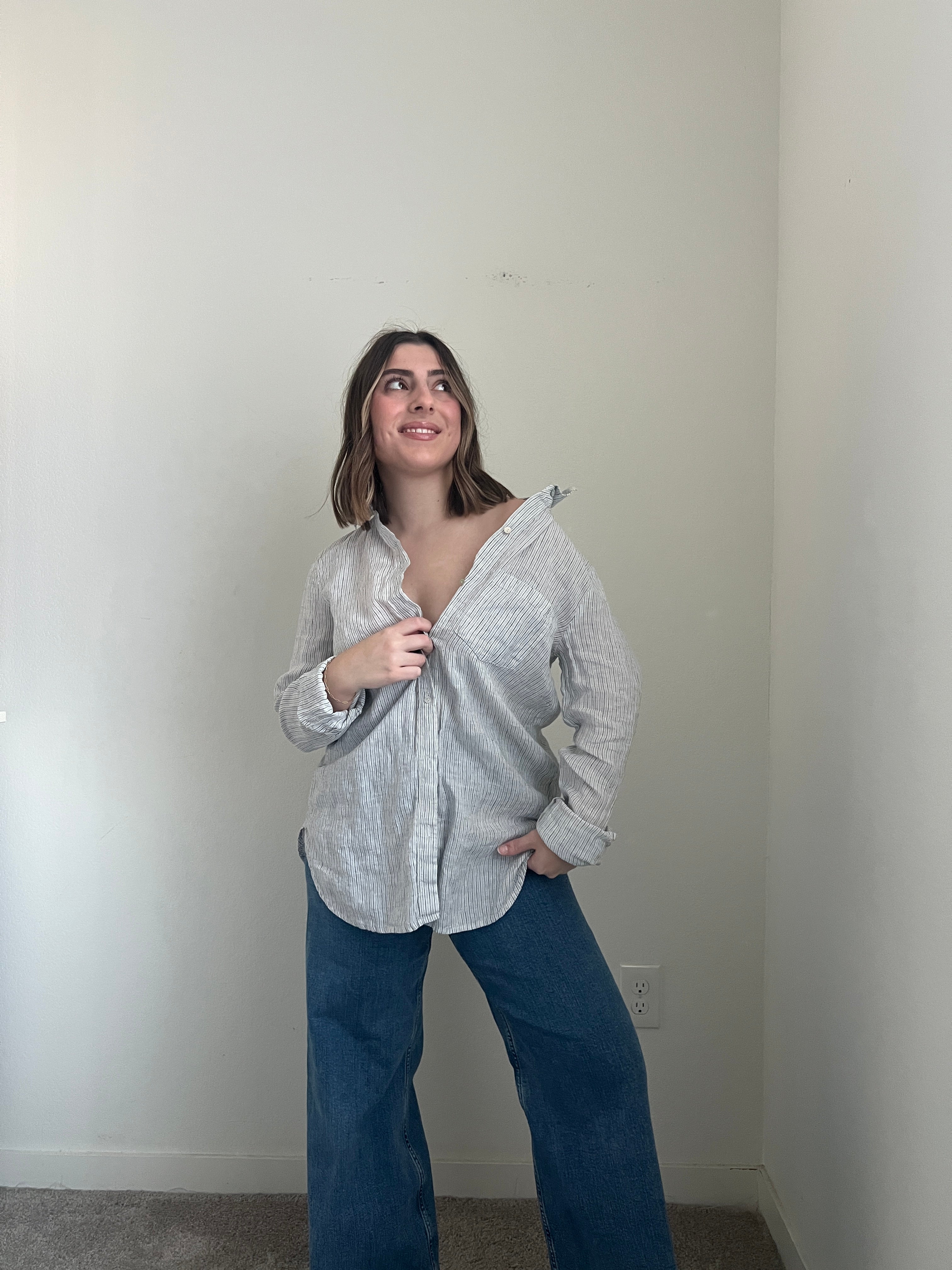 Eileen Fisher Linen Button Up (S)