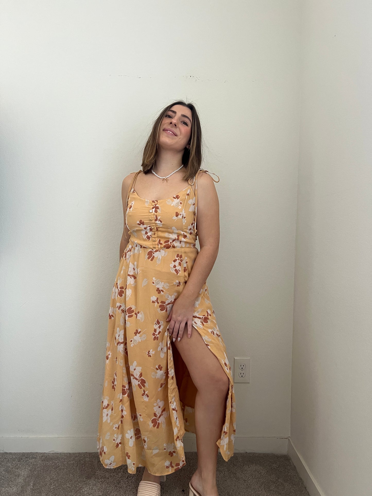 Dreamsicle Floral Midi Dress (M)