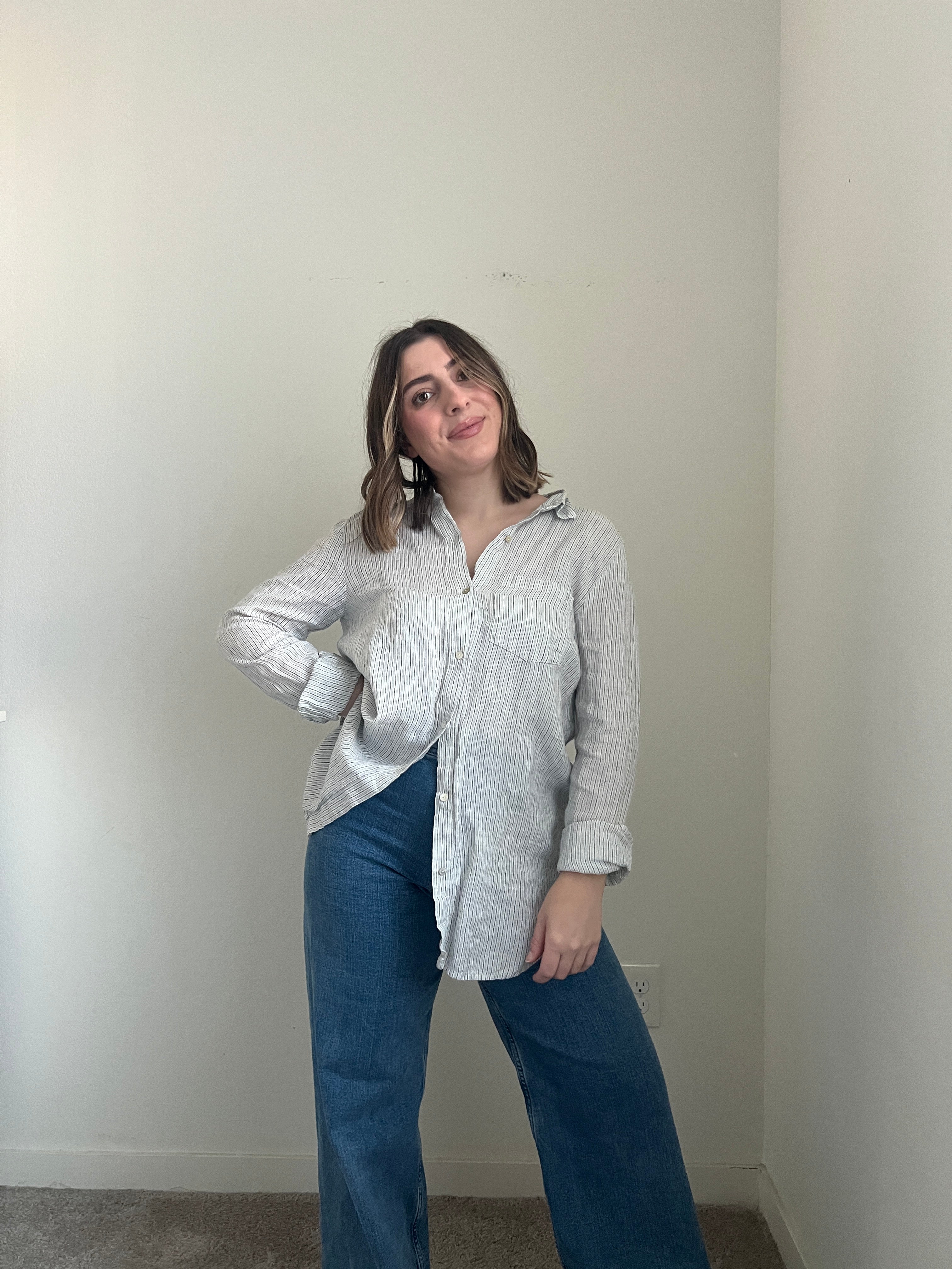 Eileen Fisher Linen Button Up (S)