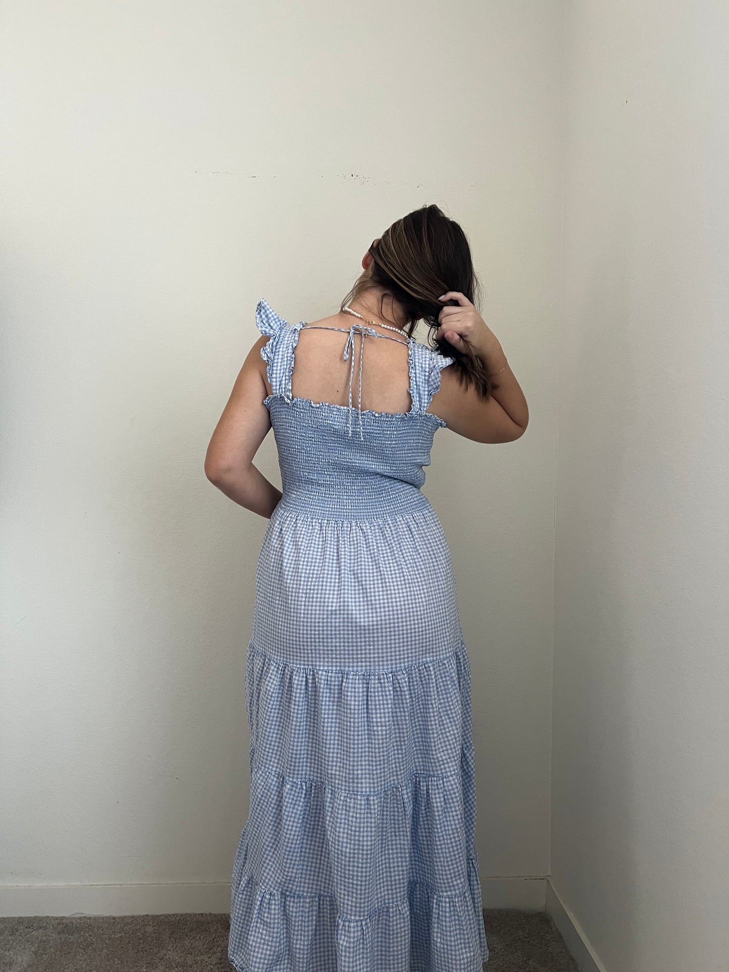 Blue Gingham Midi (S)