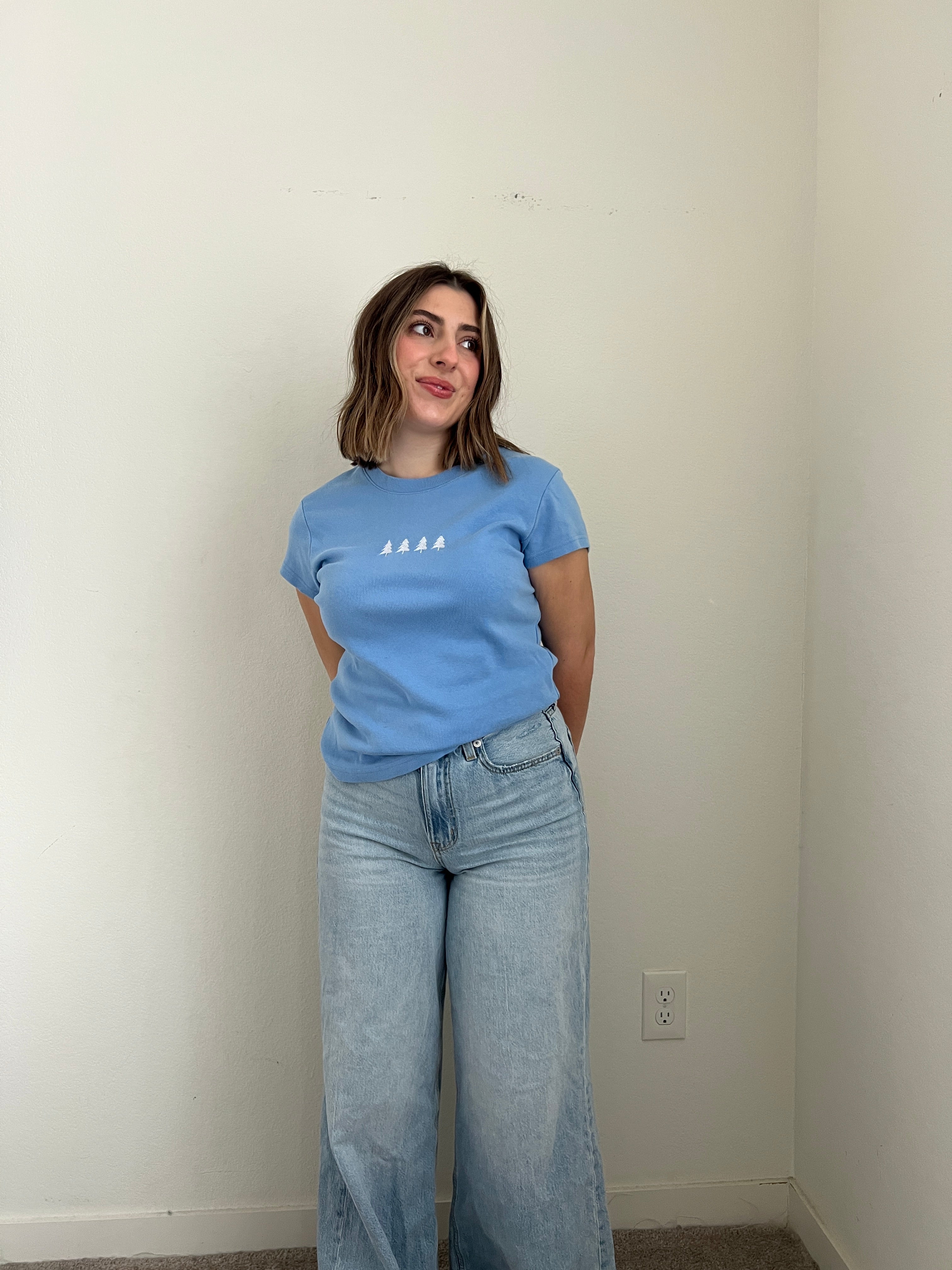 Pine Tree Tee in Becky Blue (XL)