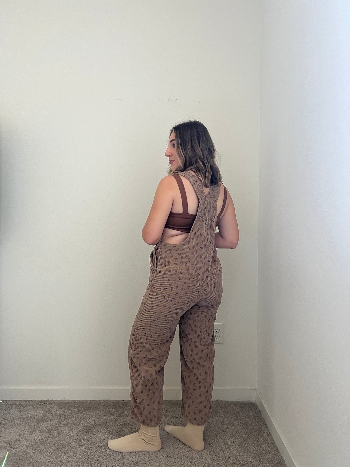 Floral Corduroy Overalls (M)