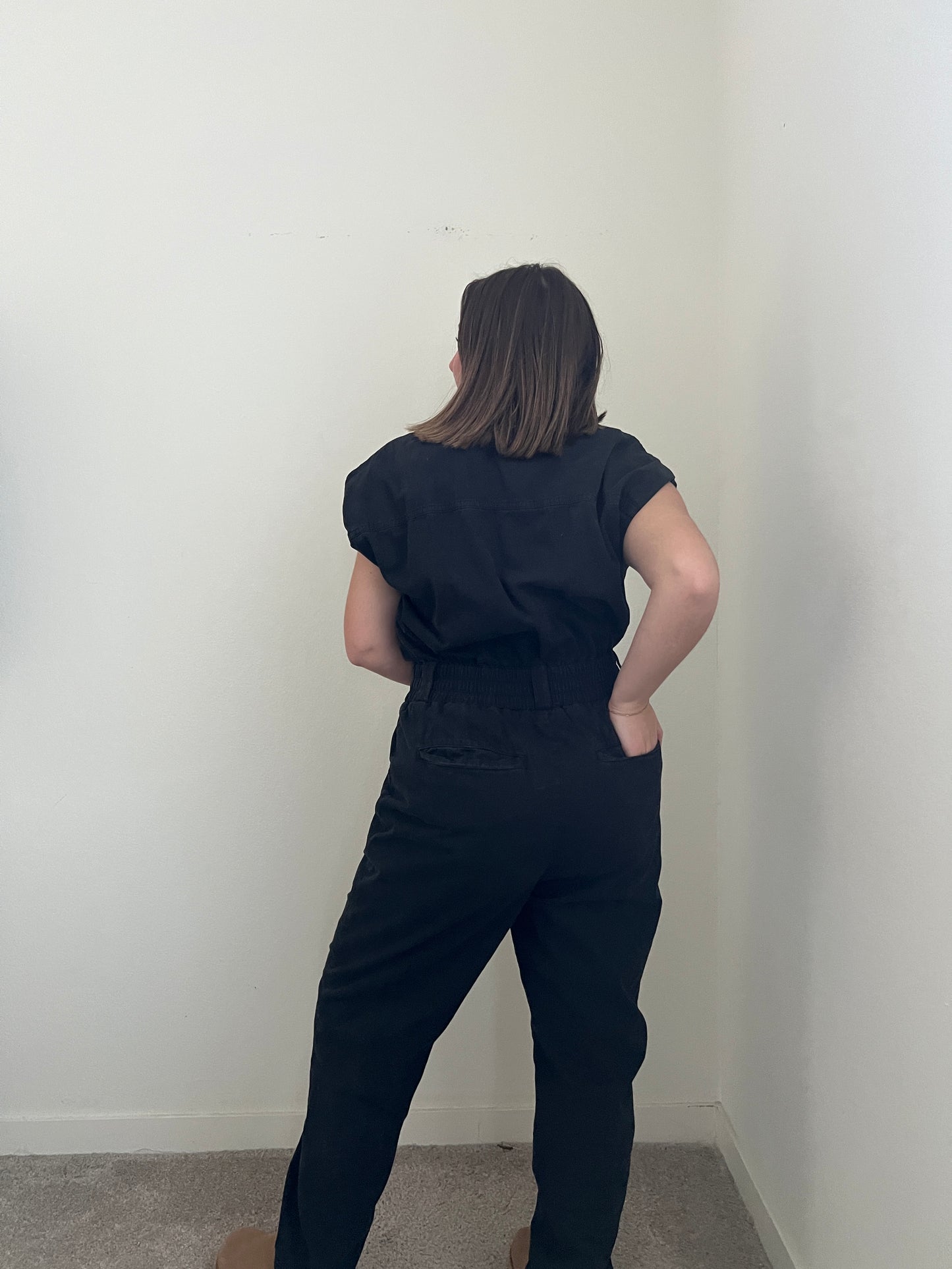 Black Coverall Jumpsuit (M)