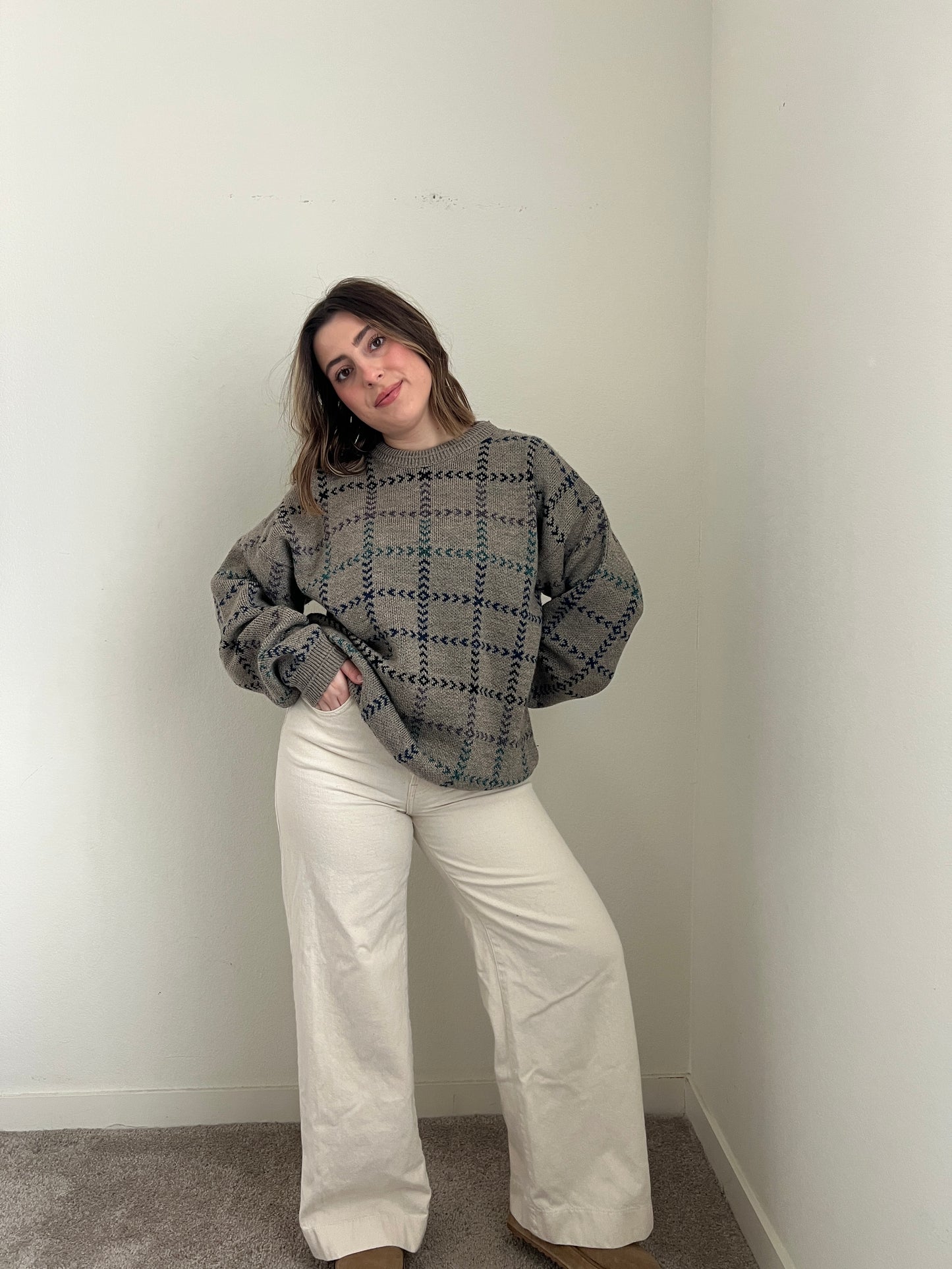 Vintage Grid Sweater (XL)