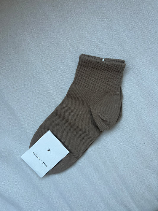 Cotton Ankle Sock in Mocha