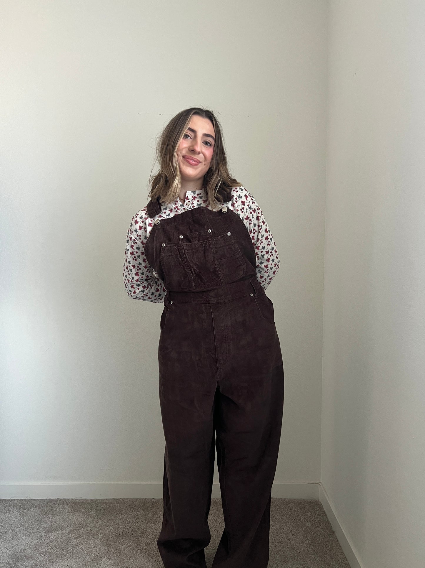 Brown Micro-Cord Overalls (22W)