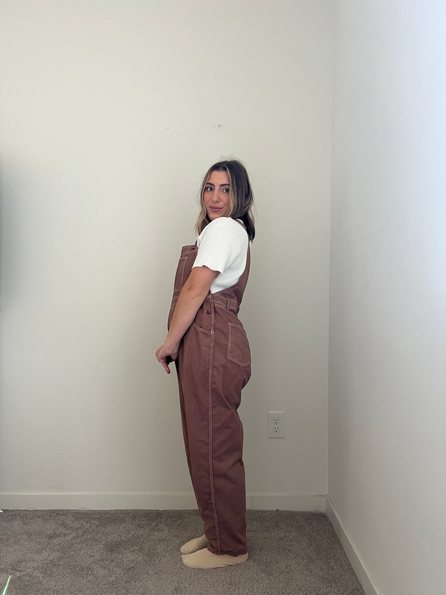 Vintage Mocha Overalls (L)