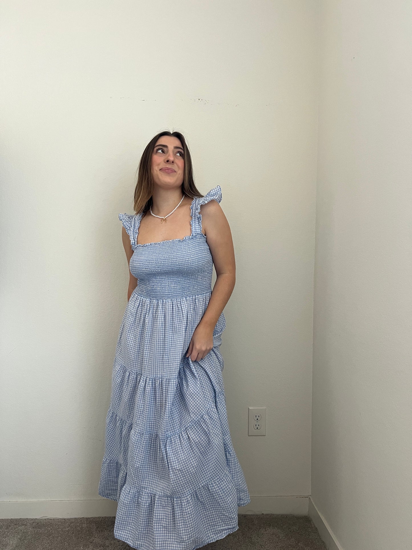 Blue Gingham Midi (S)