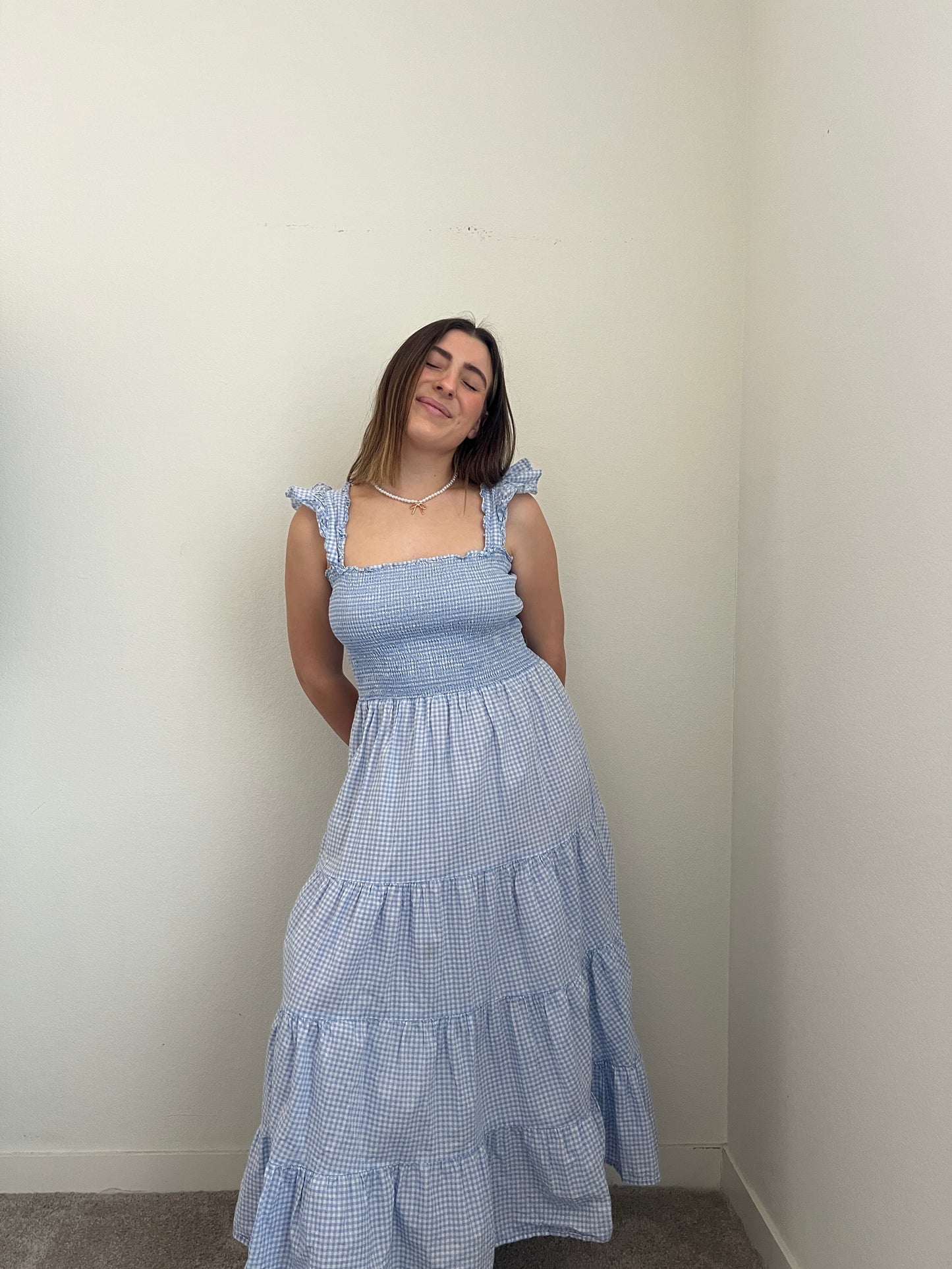 Blue Gingham Midi (S)