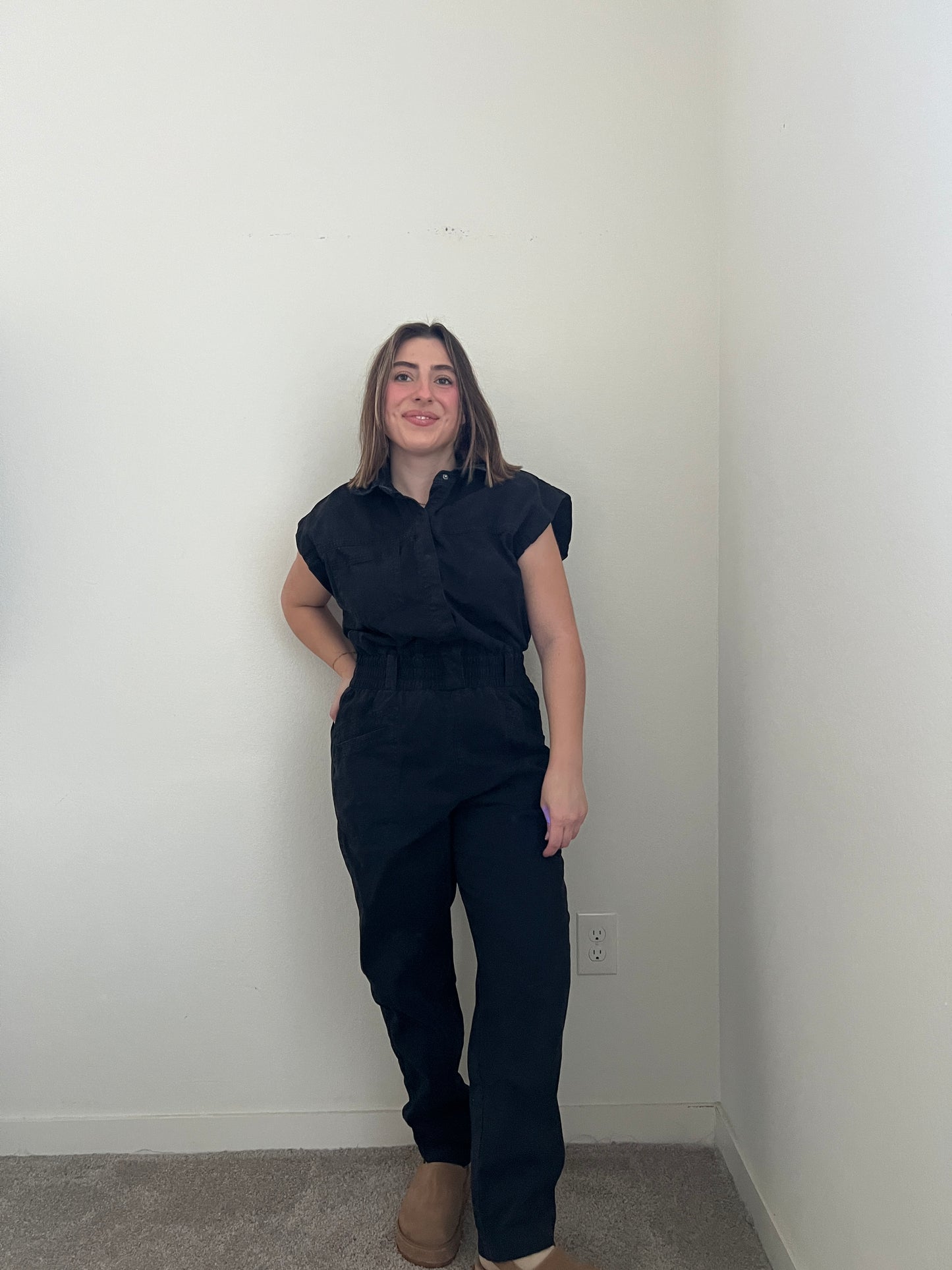 Black Coverall Jumpsuit (M)