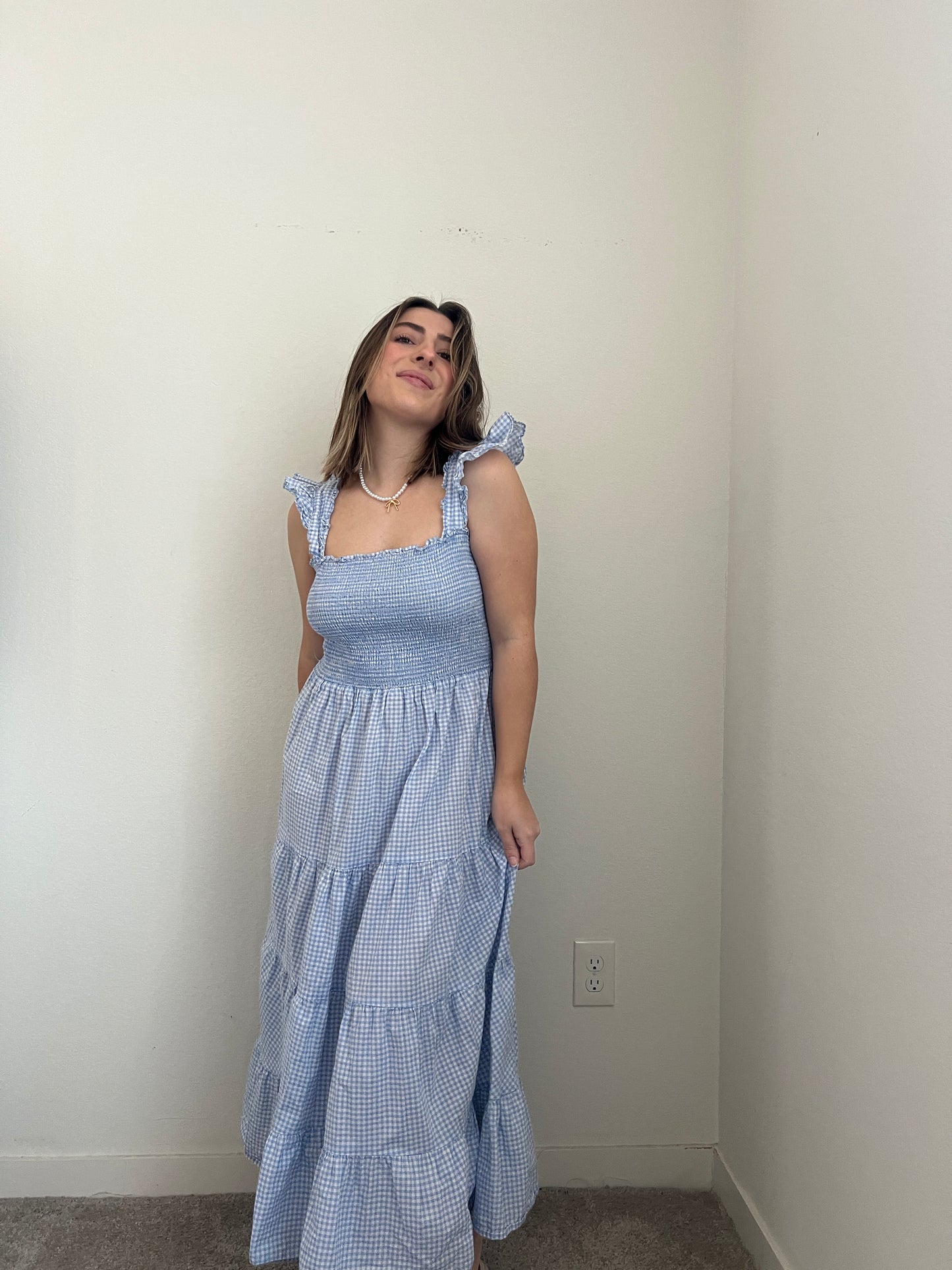 Blue Gingham Midi (S)